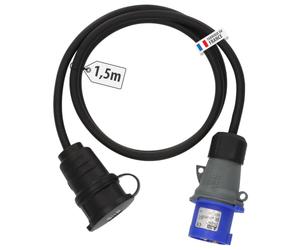 Brennenstuhl Rallonge électrique CEE/Standard français/Câble Adaptateur pour Camping, Commerce ambulant (fiche CEE P17, prolongateur Standard français, 1,5m H07RN-F), fabriquée en France