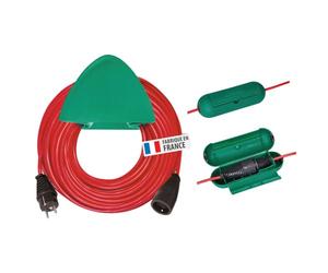 BRENNENSTUHL Rallonge Rouge 40m de câble, avec Support Mural Vert et Safe Box, Fabrication Française 1167541