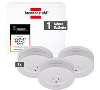 Brennenstuhl Rauchmelder Set, 3x RM C 9010 mit austauschbarer Batterie (geprüft nach EN 14604, durchdringendes Alarmsignal), Weiß