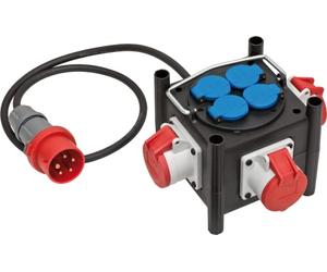 Brennenstuhl séparateur de Puissance en Caoutchouc Compact (câble 1m, 3X CEE 400V/16A, 4X 230V/16A, pour Une Utilisation sur Les Chantiers de Construction et pour Un Usage extérieur Permanent,