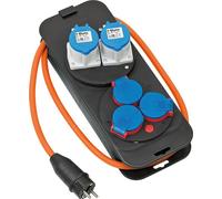 Brennenstuhl Distributeur de courant de camping CEE 230 V avec prise de terre (2 prises CEE, 3 prises de contact de protection, câble H07RN-F 3G2,5 de 1,5 m, orange, idéal pour le camping, fabriqué en