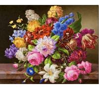 Brennora 11CT Kit de broderie belles fleurs Kits de point de croix estampé bricolage Enfant Débutant Adulte Kit Canevas 40×50cm