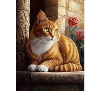 Brennora 11CT Kit de broderie Chat orange Kits de point de croix estampé bricolage Enfant Débutant Adulte Kit Canevas 40x50 cm