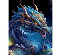 Brennora 11CT Kit de broderie dragon Kits de point de croix estampé bricolage Enfant Débutant Adulte Kit Canevas 40×50cm