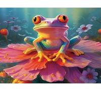 Brennora 11CT Kit de broderie Grenouille animale Kits de point de croix estampé bricolage Enfant Débutant Adulte Kit Canevas 40x50 cm