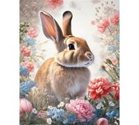 Brennora 11CT Kit de broderie lapin Kits de point de croix estampé bricolage Enfant Débutant Adulte Kit Canevas 40×50cm