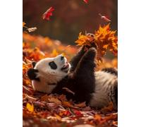 Brennora 11CT Kit de broderie Panda joueur Kits de point de croix estampé bricolage Enfant Débutant Adulte Kit Canevas 40x50 cm