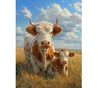 Brennora 11CT Kit de broderie vache animale Kits de point de croix estampé bricolage Enfant Débutant Adulte Kit Canevas 40x50 cm