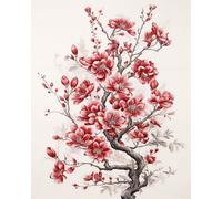 Brennora Kits de point de croix estampés Magnolia Kit de démarrage de broderie au 11CT pré-imprimé pour adultes débutants pour décoration murale 40x50 cm