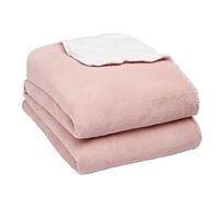 Brentfords Grande Couverture Polaire en Flanelle Sherpa pelucheuse et Douce en Microfibre Deux Couches, Rose pâle et Blanc, 150 x 180 cm
