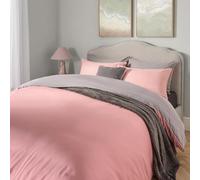 Brentfords Parure de lit Unie avec Housse de Couette et taie d'oreiller, Rose pâle, Gris - King Size