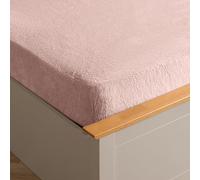 Brentfords Teddy Drap-Housse en Polaire Chaud, Doux et Duveteux pour lit King Size Rose poudré