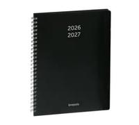 Brepols - 1 Agenda Semainier Prévision - 12 Mois - Polypro Spiralé Noir - Août 2026 à Août 2027 - Format 17 x 22 cm - 4 Langages