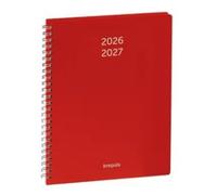 Brepols - 1 Agenda Semainier Prévision - 12 Mois - Polypro Spiralé Rouge - Août 2026 à Août 2027 - Format 17 x 22 cm - 4 Langages