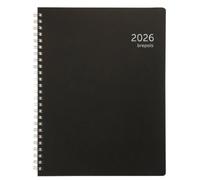 BREPOLS - 1 Agenda Semainier TIMING - Couverture Recyclée Polypro - Janvier 2026 à Décembre 2026 - Dimension 17 x 22 cm - Couleur Noire - Reliure Spiralée