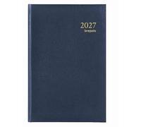 BREPOLS - Agenda de Bureau Journalier - Janvier 2027 à Décembre 2027 - SATURNUS Luxe - Couverture LIMA Bleue Nuit - Dimension 14 x 21 cm