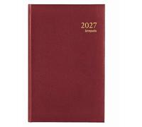 BREPOLS - Agenda de Bureau Journalier - Janvier 2027 à Décembre 2027 - SATURNUS Luxe - Couverture LIMA Rouge - Dimension 14 x 21 cm
