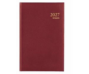 BREPOLS - Agenda de Bureau Journalier - Janvier 2027 à Décembre 2027 - SATURNUS Luxe - Couverture LIMA Rouge - Dimension 14 x 21 cm