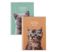 BREPOLS - Agenda Semainier Delta Noir - Couverture Chaton - 2 Visuels Aléatoires - Janvier 2025 à Décembre 2026 - Dimension 9 x 13 cm