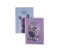 BREPOLS - Agenda Semainier Delta Noir - Couverture Chaton - 2 Visuels Aléatoires - Janvier 2027 à Décembre 2027 - Dimension 9 x 13 cm