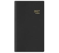 Brepols - Agenda Semainier Interplan - Couverture GENOVA Noir - Janvier 2027 à Décembre 2027 - Dimension 9 x 16 cm - Reliure Spirales - 6 Langages