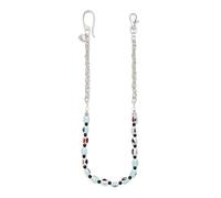 BRERA 67 - chaine argent homme avec pierres en céramique pour pantalon jeans, mousqueton porte clé, chainette metal, attache porte clef, portefeuille chaine