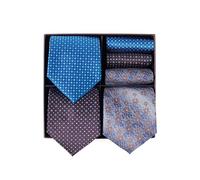 BRERA 67 - Coffret Cadeau Homme 3 Cravates et 3 Mouchoirs de Poche, Accessoire Costume, Pochette Avec Cravate, Cadeau Original Mariage