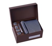 BRERA 67 - Coffret Cadeau Homme 5 Pièces: Cravate, Mouchoir de Poche, Pince à Cravate, Couvre Boutons et Bouton de Manchette Personnalisé - Cadeau Original pour Mariage