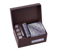 BRERA 67 - Coffret Cadeau Homme 5 Pièces: Cravate, Mouchoir de Poche, Pince à Cravate, Couvre Boutons et Bouton de Manchette Personnalisé - Cadeau Original Mariage