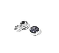 BRERA 67 - Couvre Boutons Chemise Homme Dessin Géométrique Bleu-Argent, Boutons de Manchette, Cache Bouton, Cadeau Original Utile Made in Italy