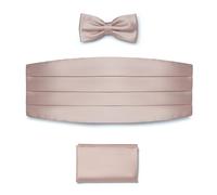 BRERA 67 - Ensemble Ceinture Smoking Réglable, Mouchoir et Nœud Papillon pour Homme, Rose Antique, Taille S-M, Costume Mariage en Satin