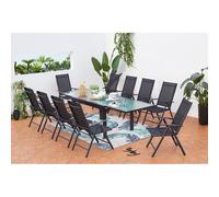 Salon de jardin extensible gris en alu + 10 fauteuils BRESCIA