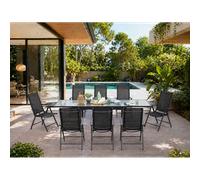 Brescia table de jardin extensible et 8 fauteuils en alu et toile pvc