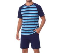 Bresdk Pyjama Homme Court Été Coton à Manches Courtes Col V Deux Pièces | Ensembles de Pyjamas Homme avec short 2 pièces pour nuits chaudes, détente calme et repos à la maison