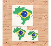 Brésil carte drapeau brésilien contour autocollant vinyle - lot de 3 réfléchissant, 7,6 cm, 10,2 cm, 15,2 cm - pour voiture bateau PC portable tasse