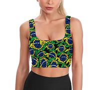 Brésil Drapeau Tortue de mer Soutien-Gorge de Sport pour Femmes débardeurs de Yoga imprimé rembourré Culture