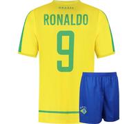 Brésil Maillot de Football Set Maison Ronaldo - Coupe du Monde 2002 - Enfants et Adultes - Football - L