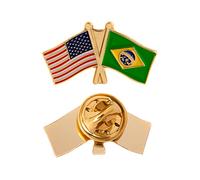 Brésil Pays double Drapeau Épinglette en émail avec des États-Unis USA US EN MÉTAL souvenir Chapeau homme femme patriotique brésilien