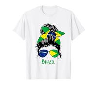 Brésil Pride Femme Bandana Drapeau Brésil Lunettes de soleil look T-Shirt
