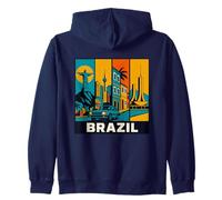 Brésil Retro Game Skyline - Rio São Paulo Salvador Brasilia Sweat à Capuche