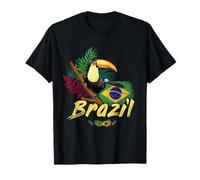 Brésil Toucan vintage avec drapeau et masque Samba T-Shirt