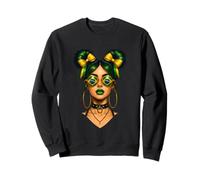 Brésilien Afro Noir Femme Drapeau Brésil Fille Chignon Désorbant Latina Sweatshirt