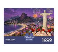 Brésilien Rio Christ Le Carnaval du Rédempteur Puzzle en Bois Imperméable Puzzles De 1000 Pièces pour Adultes Cadeaux Impossible Jeux Éducatifs