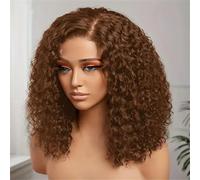 Brésilienne Curly Lace Frontal Short Bob Perruque Deep Wave Dentelle Front Perruques Cheveux Humains Perruque Perruque Couleur Marron Pour Femmes