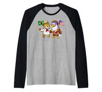 Brésiliennes-américaines Drapeau Brésil États-Unis USA Manche Raglan