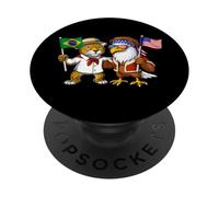 Brésiliennes-américaines Drapeau Brésil États-Unis USA PopSockets PopGrip Adhésif