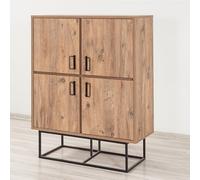 Concept Usine - Buffet industriel BRESOV en bois et métal, 4 portes, 8 rangements, Marron