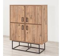 Bresov - Buffet Industriel En Bois Et Métal - 4 Portes - 8 Rangements