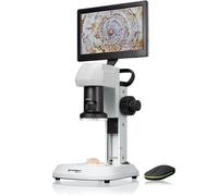 Bresser Microscope LCD d'analyse avec 5 Niveaux de luminosité, Zoom en continu (0,7 x - 4,5 x), écran de 22,5 cm et Mise au Point grossière et Fine.