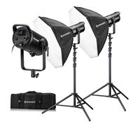 Bresser Kit éclairage studio LED 2x180W COB RGB Octabox Bowens CCT HSI Bluetooth DMX Vidéo Photo